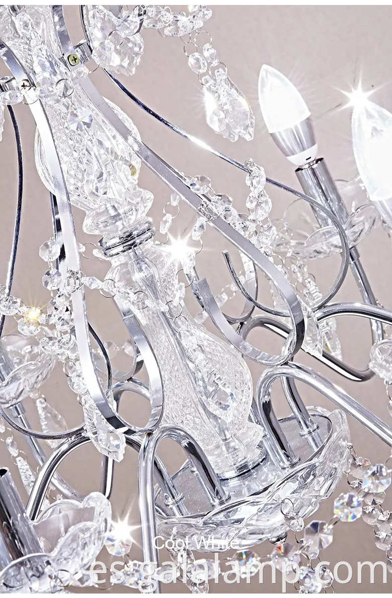 Elegante candelabro de cristal LED europeo para espacios de vida elegantes